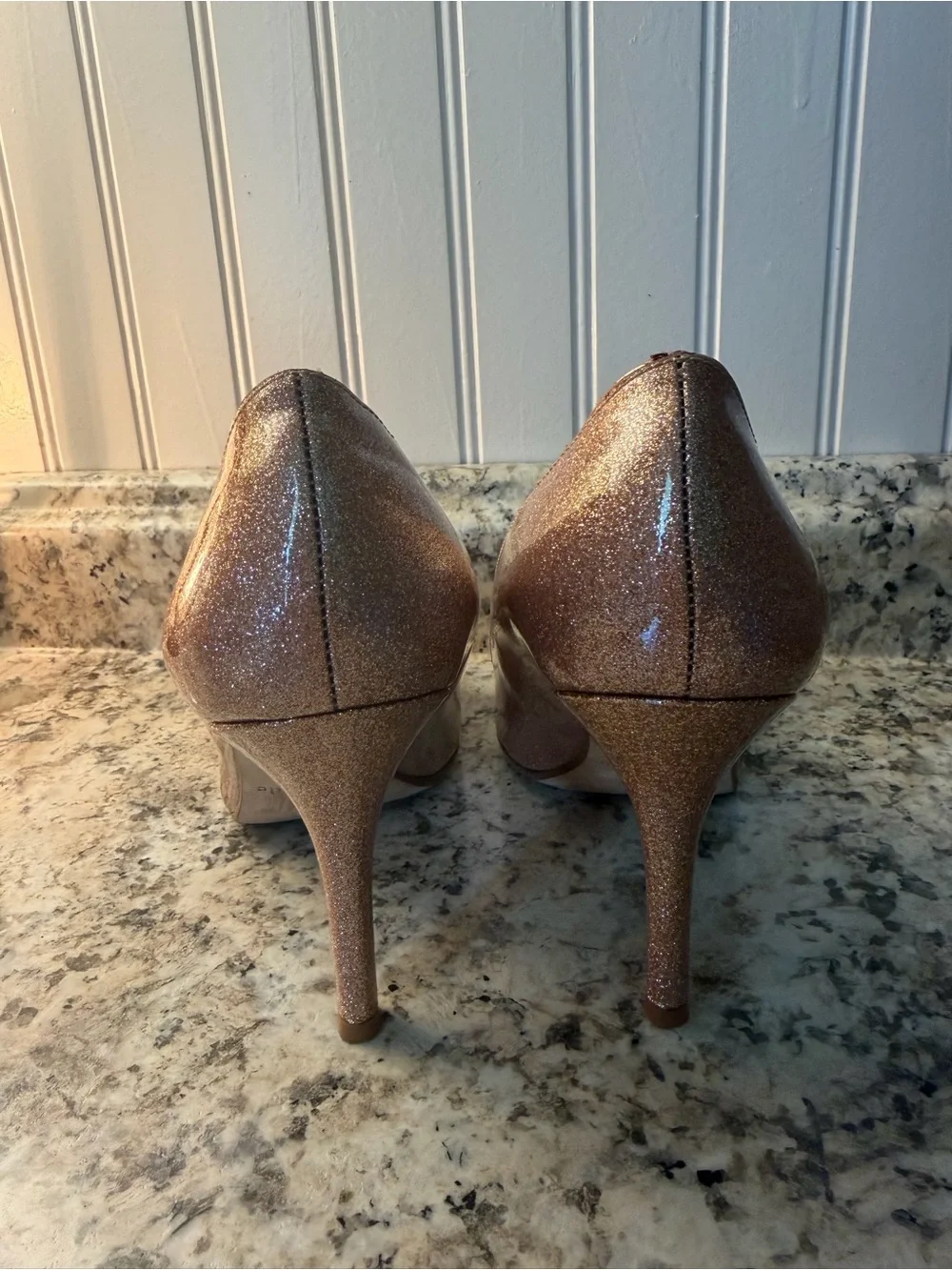 Kate Spade ♠️ Rose Gold Glitter Heels with Bow Wedding Princess Made in Italy
